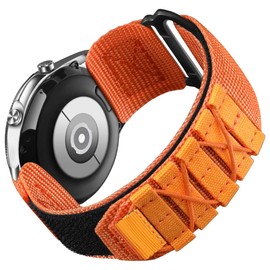 Compatible with 3Plus Smartwatch Bands, Rugged Nylon Sports Strap with Woven Loop Design Compatible with 3Plus Mega / Callie / Vibe Plus / Vibe + / Vibe+ (Gen 2) / Vibe Lite / Vibe Lite BT / Vibe Pro / Cruz Smartwatch (Cross Nylon-Orange)