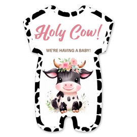 brayqu Cow Girl Baby Shower Invitations Pink Boho Cow Baby Shower Shaped Invitations Fill-in Baby Shower Invites (20 Invitation Cards with Envelopes)