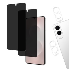 HKKAIS Privacy Screen Protector Designed For Galaxy S25 Edge Anti Spy Private Tempered Glass Film 2-Pack Camera Lens Protector Film 2-Pack