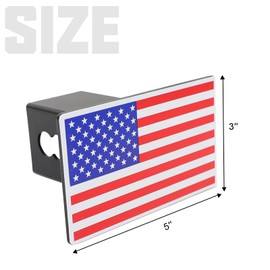 Winunite Trailer Hitch Cover for 2" Inch Towing Rear Receiver Plug Cover with Classic USA American Flag Blue and Red Metal Guard for Cars SUV Pickup Trucks