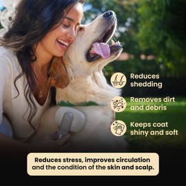 Bark&Bliss Pet Brush — Self-Cleaning Slicker Brush, Dog Grooming Tool & Cat Brush, Deshedding Dog Brush — Vibration Massage, Undercoat Brush Cat/Dog Comb for All Pet Hair