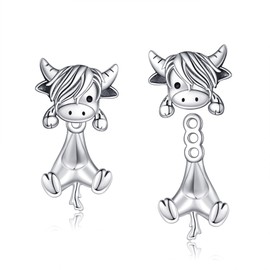 POPLYKE Black Cat Stud Earrings for Women 925 Sterling Silver Cat Earrings for Girls Black Cat Jewellery Gifts for Cat Lovers, Sterling Silver, No Gemstone