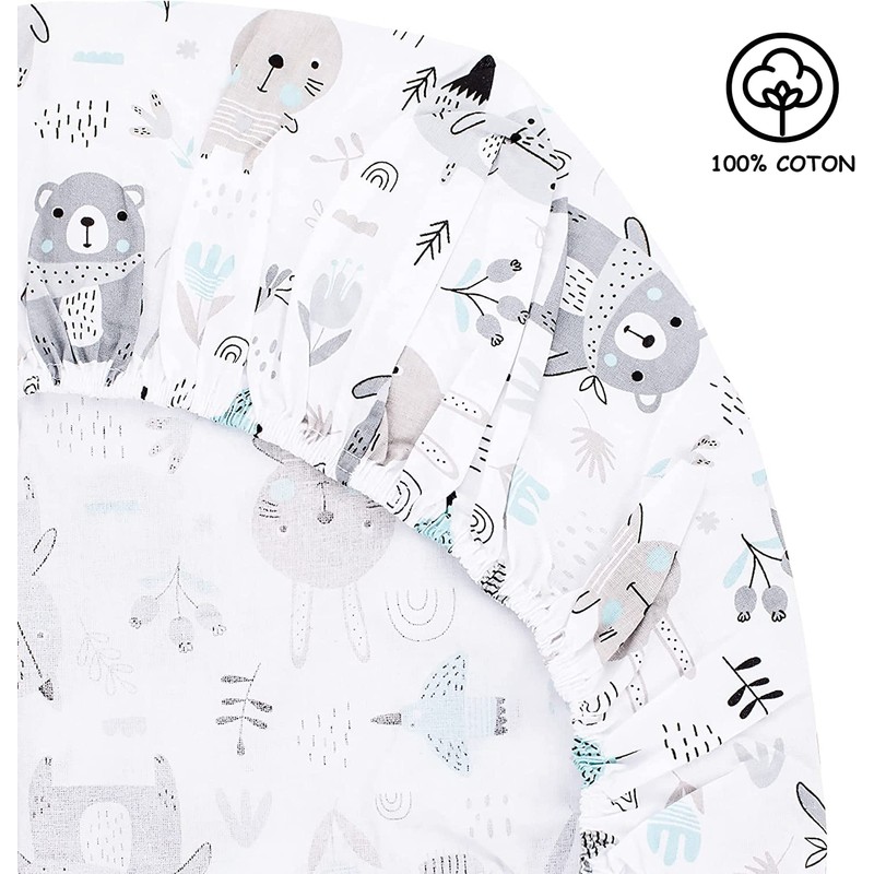 Lovely Hippo 2 x Fitted Sheets 80 x 160 cm