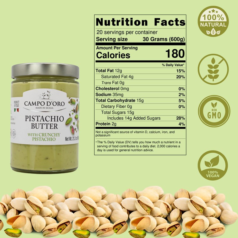 Pistachio Butter Sweet Cream, 21.2oz (600g), Rich & Nutty Pistachio