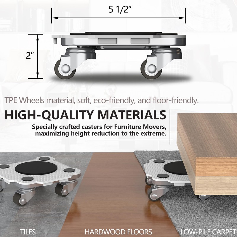 ONEON Furniture Mover with Wheels, 360° Rotation Wheels Furniture Dolly