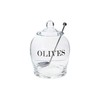 Creative Co-Op Clear Glass "OLIVE" Jar with Lid & Slotted