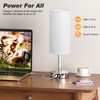 Aooshine Touch Lamps, Table Lamps with White Shade, Silver Base(Bulb