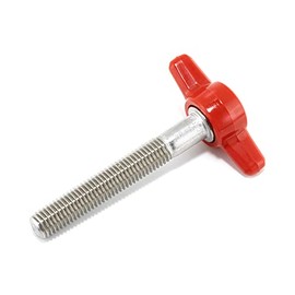 1/4"-28 x 1-3/4" Thumb Screw Stainless Steel - Red Tee Wing Plastic Knob - Fine Thread Thumbscrew - Length: 1.750" - Proudly Built in USA - Package of (4)