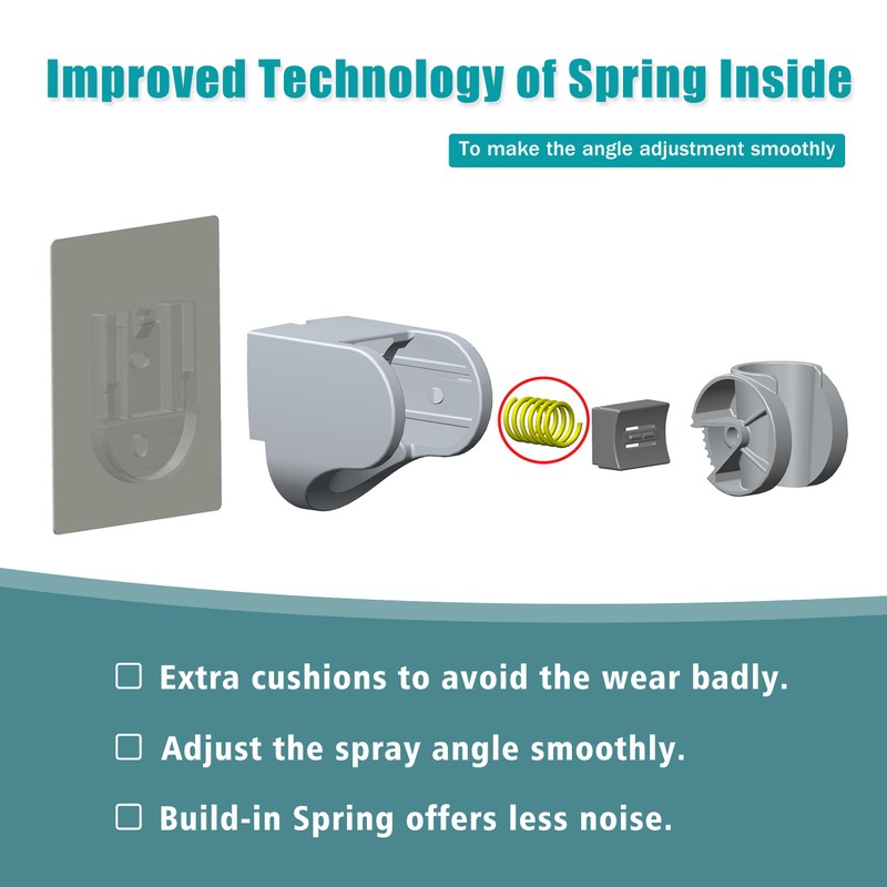 GwernKB Handheld Shower Head Holder with 2 Hanger Hooks,Strong Adhesive&Waterproof