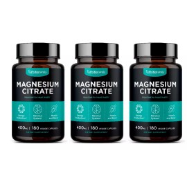 Phi Naturals Magnesium Citrate 400mg 3X180 Caps Vegetarian/Glu