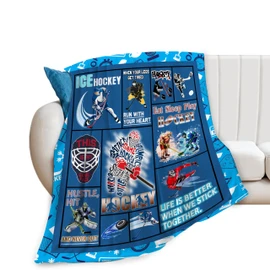 wsradto Ice Hockey Blanket Gifts for Hockey Lover Throw Blanket Bedding Cozy Fleece Flannel Lightweight Stuff Plush for Men Women Boys Adults Fans Players for Couch Sofa Bed Home Decor 40"x50"