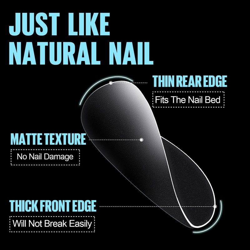 TOMICCA Extra Short Oval Nail Tips - 360Pcs Soft Gel