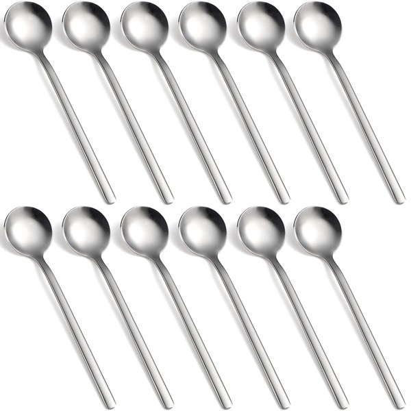 Stainless Steel Teaspoon, Small Round Spoon, Pack of 12, Teaspoons, Espresso Spoons, Dessert Spoons, Coffee Spoons (S12)