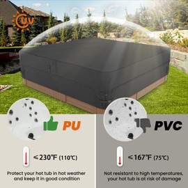 MINC Outdoor Hot Tub Cover 77 x 77 Inch for 76 x 76 or 75 x 75 or 74 x 74 Square SPA Waterproof and Weatherproof Protectors Heavy Duty 600D Protective Cover Cap