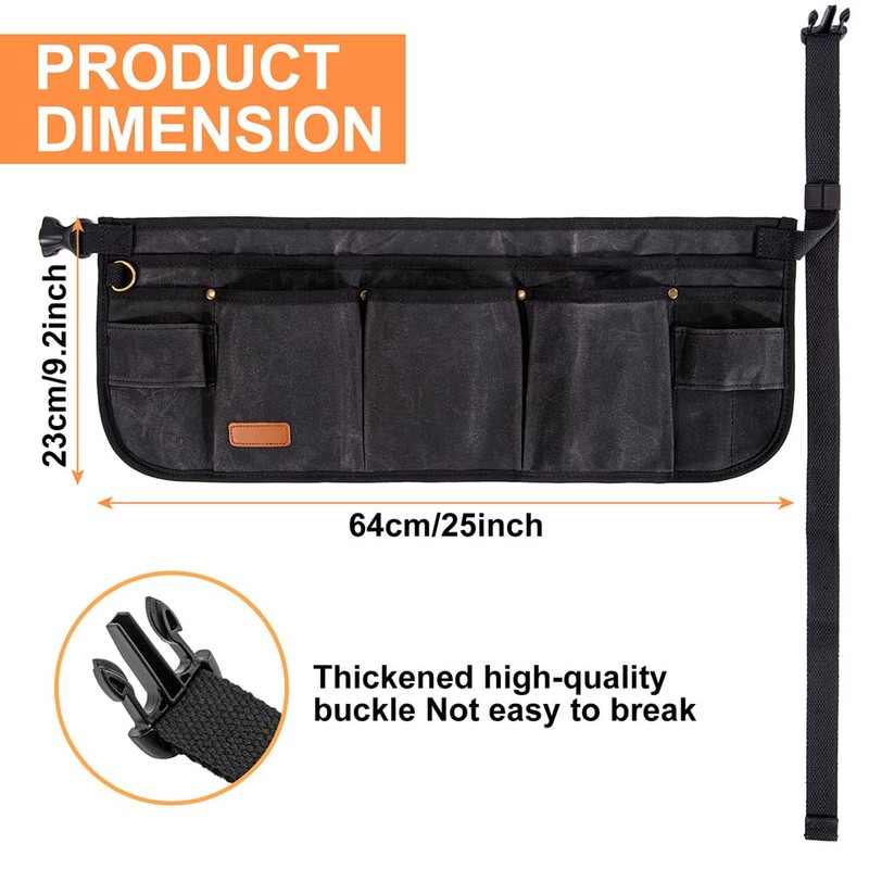 Tool Waist Apron, Heavy Duty Waxed Canvas Tool Belt, Waist