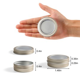 24 Pack 2 Ounce Screw Top Aluminum Tin Jar with Screw Clear Lid and Blank Labels, Refillable 60ml Metal Containers for Lip Balms, Candles, Salves, Spices, Crafts(Champagne)