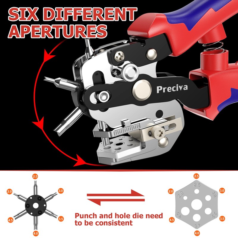 Belt Hole Puncher, Preciva 10 Sizes Leather Hole Punch, with