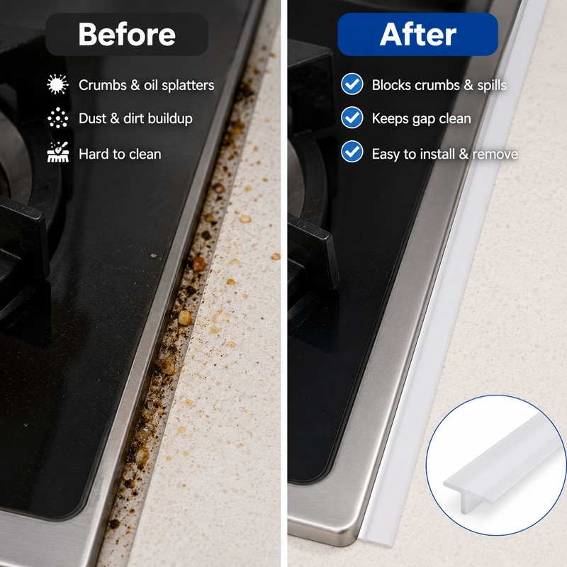 Silicone Stove Gap Cover for Kitchen – T-Shaped Anti-Crumb Seal