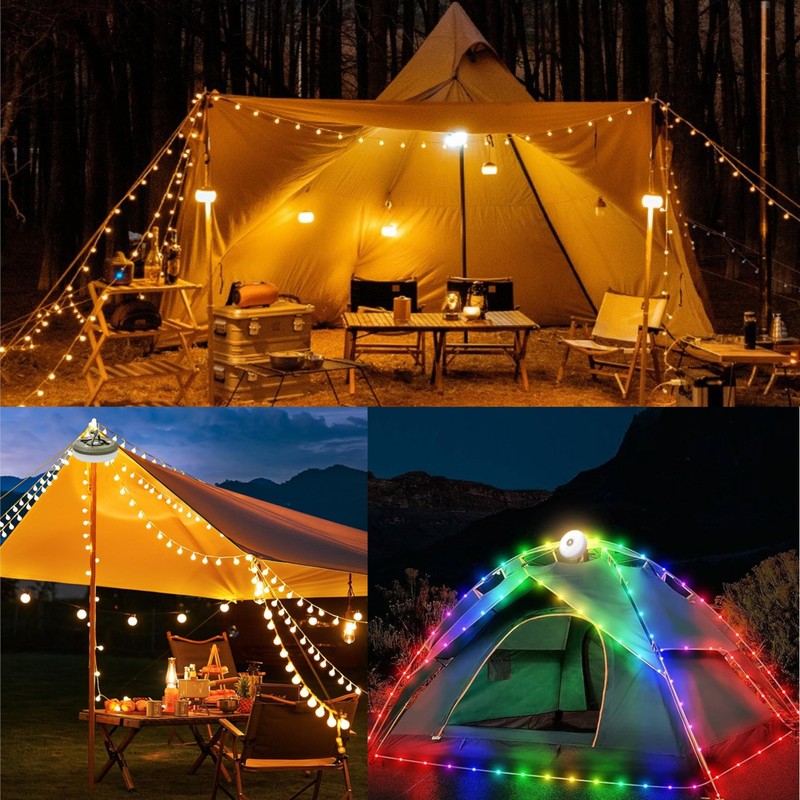 Camping String Lights,Camping Essentials Gear 32.8FT Lamp Lights Waterproof, 4