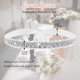 Bridal Rhinestone Wedding Belt Silver Rhinestone Belts Bridal Belt Crystal Belt Beaded Belts for Formal Dresses Rhinestone Belt Sash for Women Waist(White, Silver)