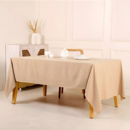 THE ART BOX Outdoor Tablecloth Rectangle, Cotton Farmhouse Table Cloths, Light Weight Fabric Table Cover for Dining/Party/Rustic - 60 X 102 Inch, Beige