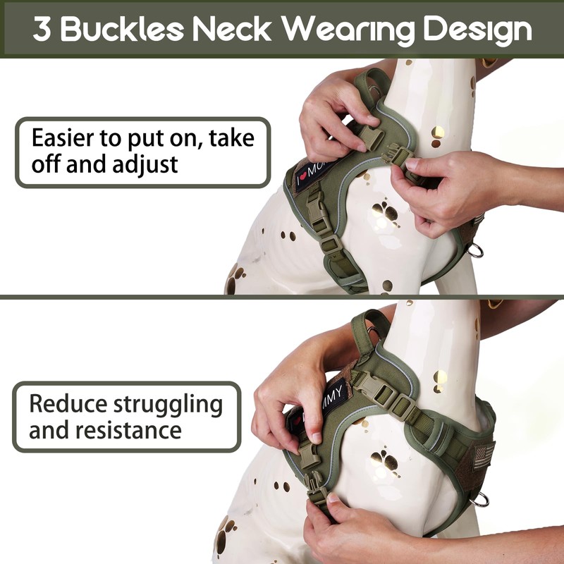 BUMBIN Tactical Dog Harness with Laesh Set，No-Pull Service Fit Smart
