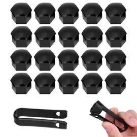 JUGUTA Wheel Bolt Caps 21 mm 20 Pieces Universal 21 mm Plastic Nut Cover Cap Screw Car Nut Covers Bolt Hub Caps with 1 Piece Removal Hook