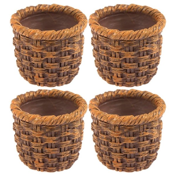 Mini Basket 4pcs Miniature Vintage Wicker Rattan Basket Dollhouse Rural Handmade Woven Basket for Easter Playhouse Diy Accessories