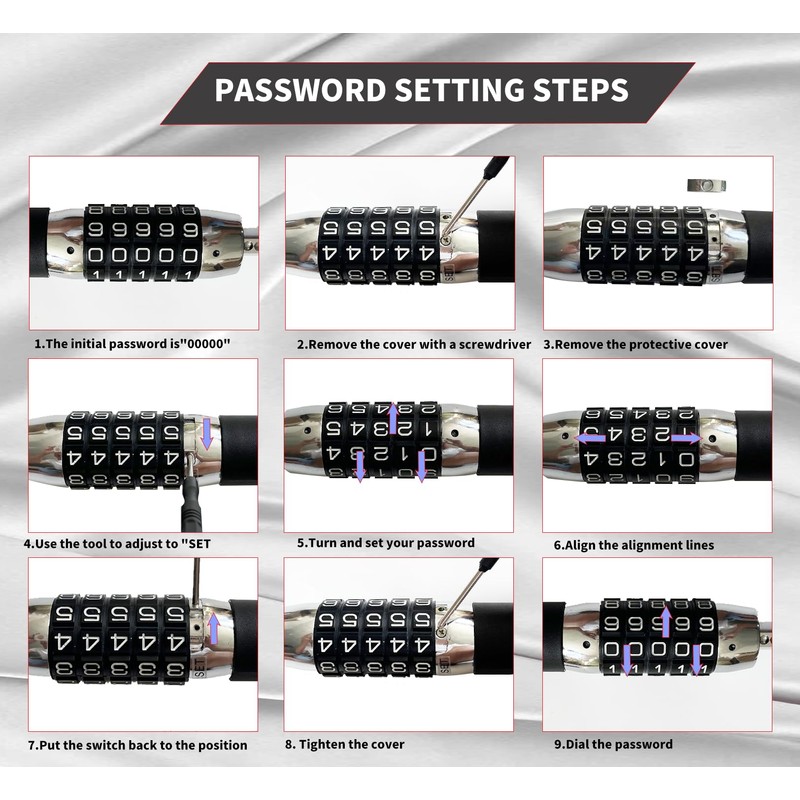 Steering Wheel Lock Anti-Theft Car Device, Retractable Keyless Password 5