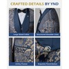 YND Men's 3 Piece Floral Suit Set, Shawl Lapel Paisley