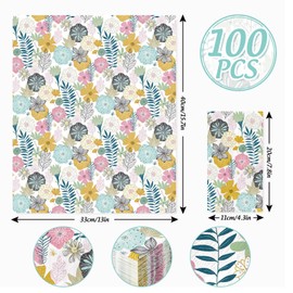 AnyDesign 100 Sheet Floral Guest Napkins Colorful Flower Napkins Disposable Paper Guest Towels Multicolored Decorative Hand Paper Napkin Towel for Bathroom Party Supplies Table Decor, 15.7 x 13 Inch