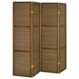 Coaster Home Furnishings - Browning - Wood - 70-Inch 4-Panel Room Divider Folding Screen with Bamboo Panels and Freestanding Structure - Living Room & Bedroom - Walnut - 961638