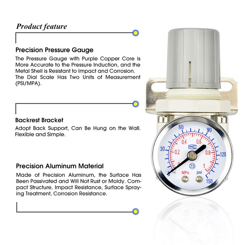 TAILONZ PNEUMATIC 1/4 Inch NPT Air-Compressor Accessories Pressure Regulator for
