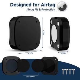 CaSZLUTION for AirTag Magnetic Case - 1 Pack Protective Waterproof Cover for Airtag Holder with Ultra Strong Magnet, Acrylic Air Tag Mount for Car, Truck, Metal Surfaces (Black)