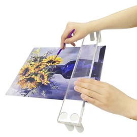 Falling in Art 17Inches Artist Leaning Bridge Hand Rest, Transparent Acrylic Wrist Leaning Bridge with Adjustable Height, Art Drawing Tool for Detailed Painting or Sketching