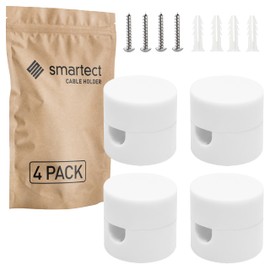 smartect Two-piece wall and ceiling pins for textile cables [4 pieces, white] ceiling mounting with screws and dowels, monkey swing, surface-mounted cable holder for your own DIY project