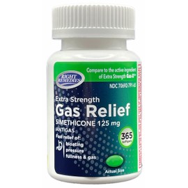 RIGHT REMEDIES Gas Relief Extra Strength, 125mg Simethicone (365 Softgels), Fast Relief from Gas, Bloating, Fullness, Painful discomfort, Compare to Gas-X Extra Strength Active Ingredient