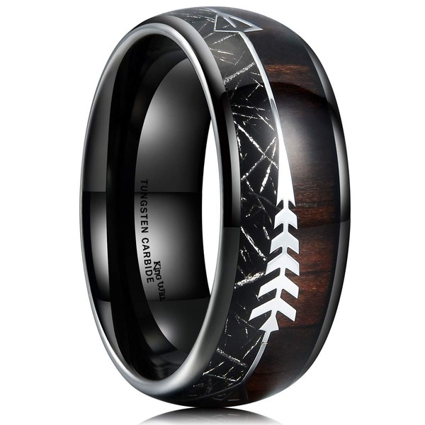 King Will Nature 8mm Real Wood Inlay Tungsten Carbide Wedding