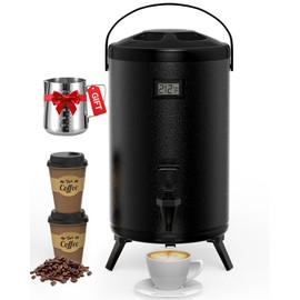 Insulated Beverage Dispenser 3 Gallon, Hot Water Dispenser with Stainless Steel Interior, Large Carafe Hot Coffee Dispenser for Parties, Catering, Drink Dispenser for Tea Milk, Black, Non-electric