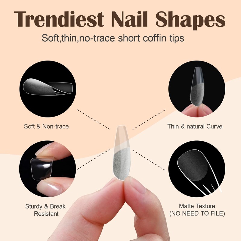 Kredioo Gel X Nail Extension Kit, 500Pcs Acrylic Nail Tips
