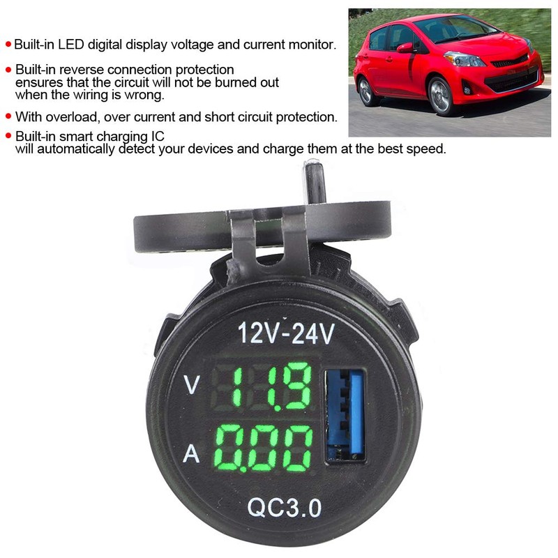 3 USB 3.0 Car Charger, 12V/24V 5V 3.1A Universal Socket,
