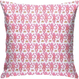 ZFENGYYUAN Pink Rabbit Monkeys Pillow Case Square Soft Pillowcase Throw Pillow Cover Home Decor for Living Room Sofa Car Cushion Cover 18''X 18''