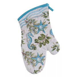Kay Dee Blue Starfish Seahorse and Shells Design Cotton Oven Mitt - R3075