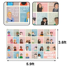 Buxiuer Women’s History Month Photo Booth Backdrop Decorations National March Women's Day Poster Famous Women Inspirational School Classroom Office Bulletin Board Decor