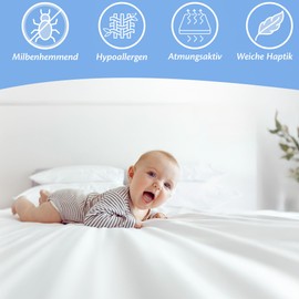 Mattress Protector 150 x 200 cm Waterproof Mattress Topper Fitted Sheet Moisture Protection Made of Cotton and Microfibre Mattress Cover Incontinence Pad Breathable for Bed and Mattress Washable