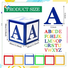 Kolldenn 6 Pcs Back to School Decorations Letter Inspire Party Decoration 30x30 cm Abc Alphabet Boxes with 104 Pcs Letter Cutouts(4 Sets of A-z) Party Favor Theme Birthday Photo Props Decor