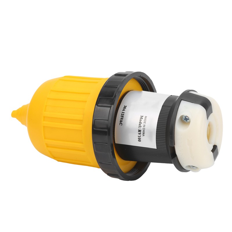 RV Cord Connector Locking Plug W/Cover Ring Power Socket 30Amp