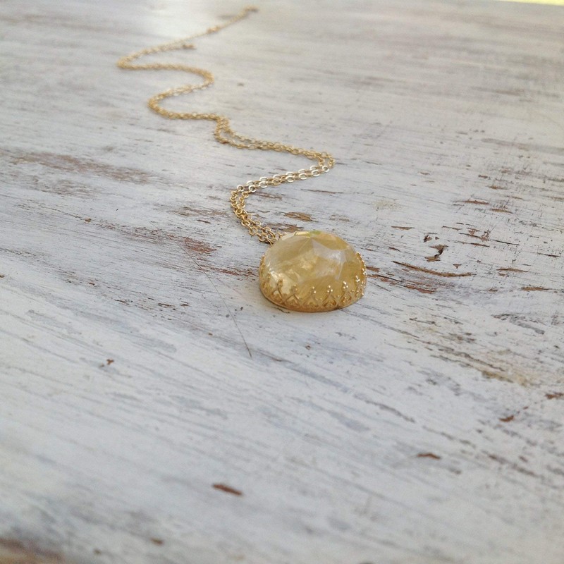 Rutilated Quartz Gold White Quartz Gemstone Necklace