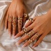 FloralGrace 15 Piece Gold Ring Set, Chunky Gold Plated Stackable