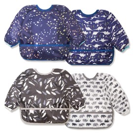 Joyo roy Bib Baby Bib with Sleeves Drool Bib Baby Bib with Crumb Tray Baby Bib with Sleeves Bib Washable for Girls Painting Coat Children, Boy-1